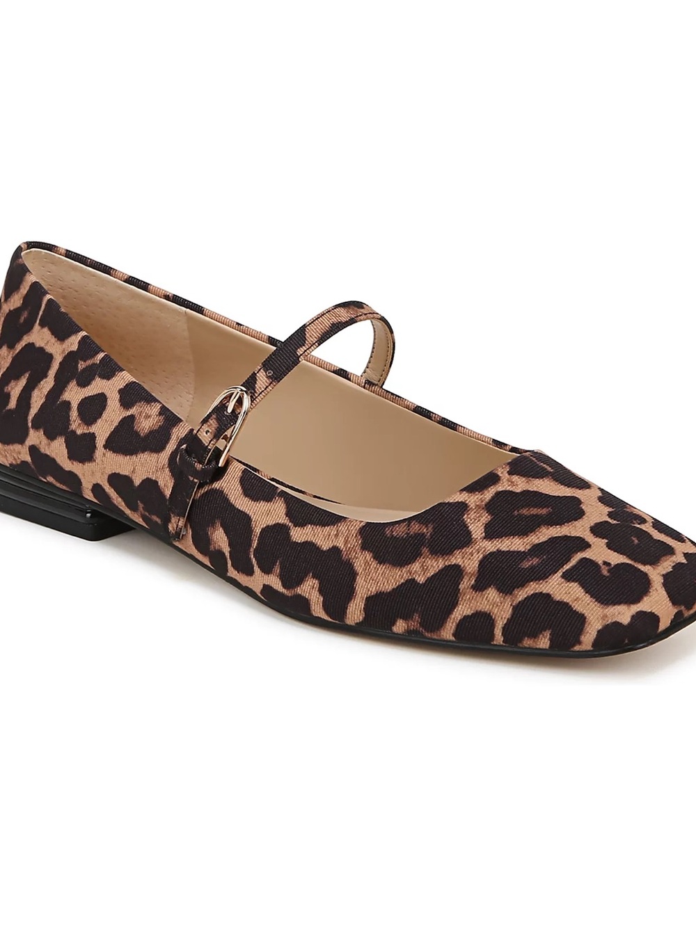 Franco Sarto Women's Tinsley Square Toe Mary Jane Flats In Leopard Print Fabric
